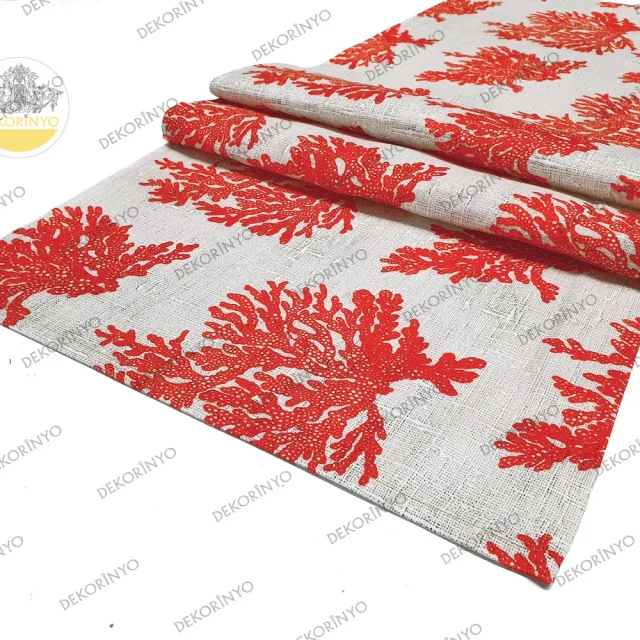 Nar Çiçeği Mercan Desenli Runner