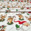 Yılbaşı Geyikleri ve Noel Baba Desenli Kumaş
