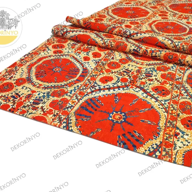 Özbek Madalyon Desenli Dekoratif Runner