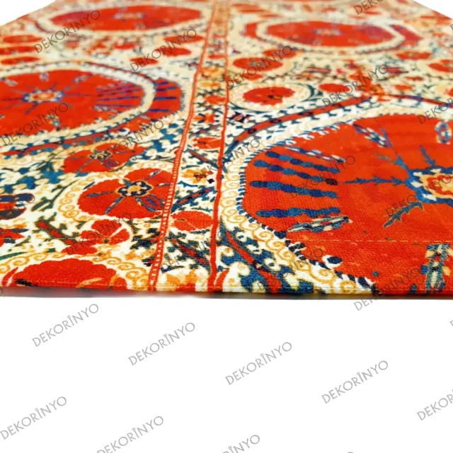 Özbek Madalyon Desenli Dekoratif Runner
