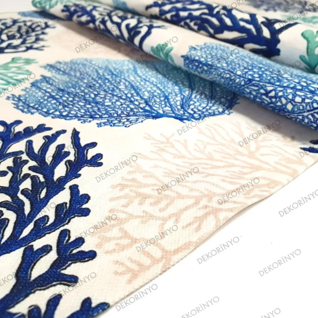 Mavi Mint Mercanlar Desenli Runner