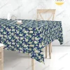Lacivert Zemin Papatya Desenli Masa Örtüsü