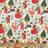 Yılbaşı Ağacı Süsleyen Bebekler Desenli Kumaş