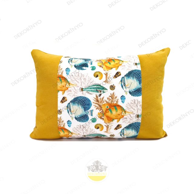 Tropik Balıklar ve Mercanlar Dikdörtgen Kırlent