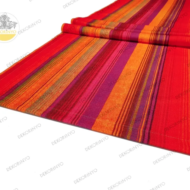 Renkli Vintage Çizgili Dekoratif Runner