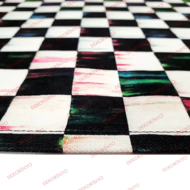 Yağlı Boya Dama Desenli Runner