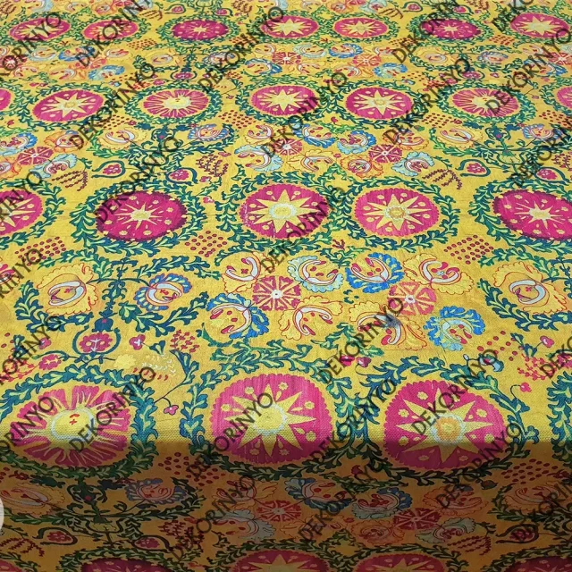 Hardal Özbek Madalyon Motifli Kumaş