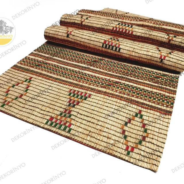 Etnik Hasır Görünümlü Dekoratif Runner