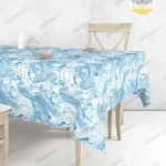 Mavi Mermer Desenli Masa Örtüsü