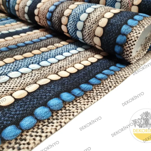 Ponponlu Kilim Desenli Dekoratif Runner