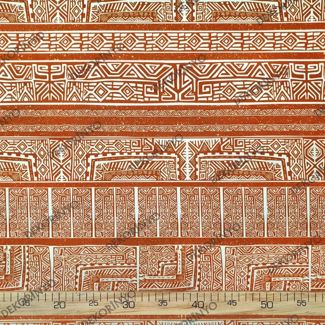 Yanık Portakal Renk Aztek Bohem Kumaş