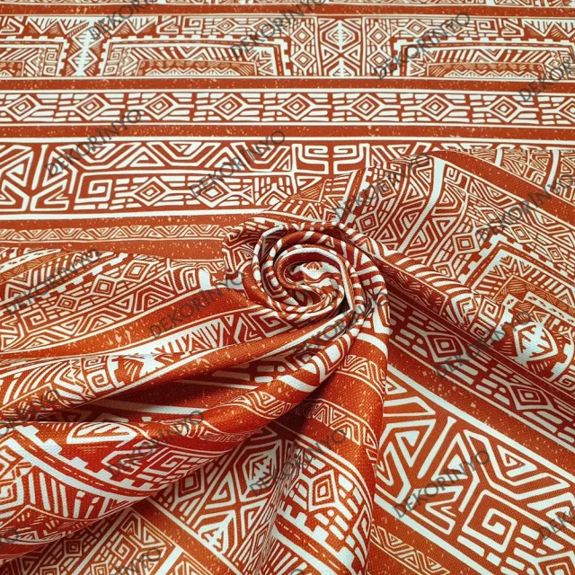 Yanık Portakal Renk Aztek Bohem Kumaş