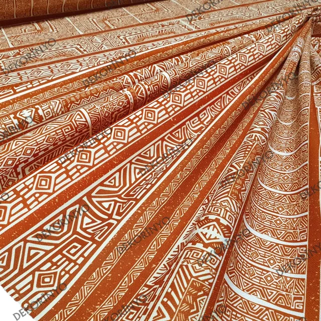 Yanık Portakal Renk Aztek Bohem Kumaş