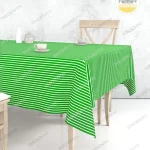 Yeşil Beyaz Çizgili Masa Örtüsü