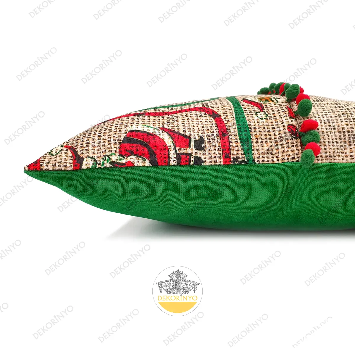 Jüt Görünümlü Noel Baba Desenli Kırlent