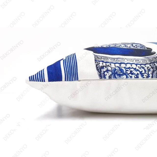 Bleu Blanc Kase Motifli Kırlent