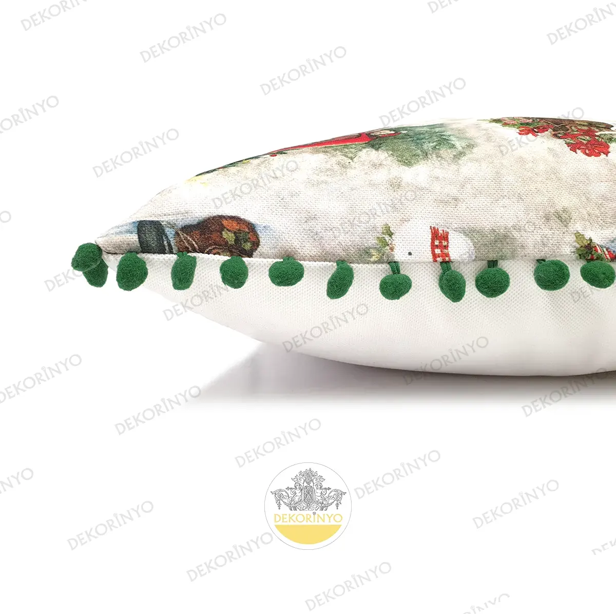 Yılbaşı Arabaları ve Kardan Adam Desenli Kırlent