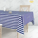 Lacivert Beyaz Çizgili Masa Örtüsü