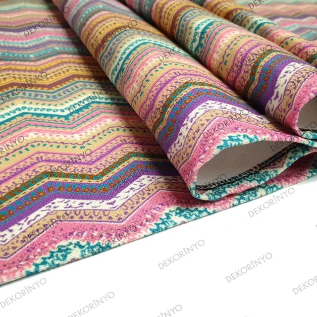 Etnik Renkli Zigzag Motifli Runner