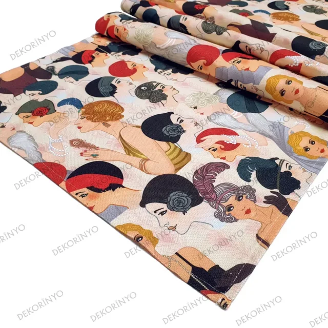 Vintage Kadınlar Desenli Runner