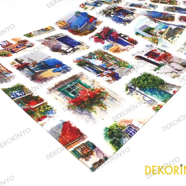 Bodrum Masalı Desenli Dekoratif Runner