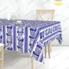 Bleu Blanc Kase Motifli Masa Örtüsü