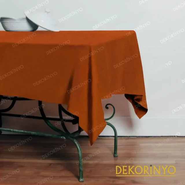 Yanık Portakal Renkli Düz Masa Örtüsü