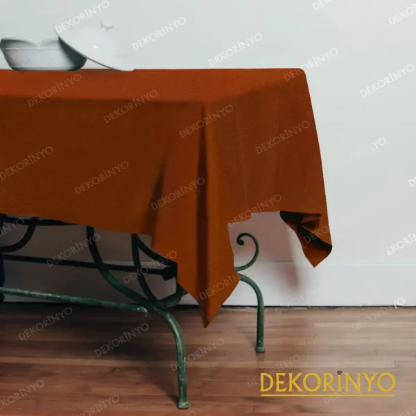 Yanık Portakal Renkli Düz Masa Örtüsü