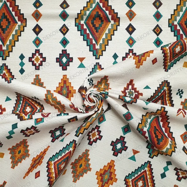 Kuzeybatı Aztek Motifli Döşemelik Kumaş