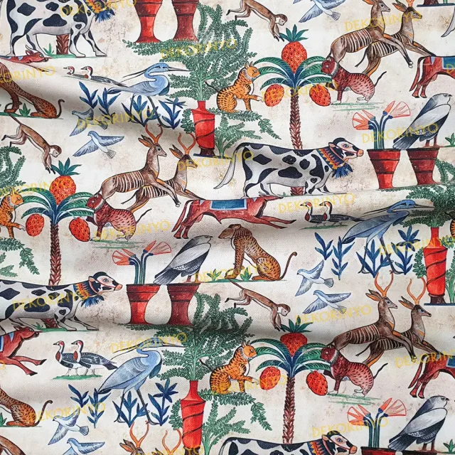 Antik Nil Nehri Yaşamı Temalı Kumaş