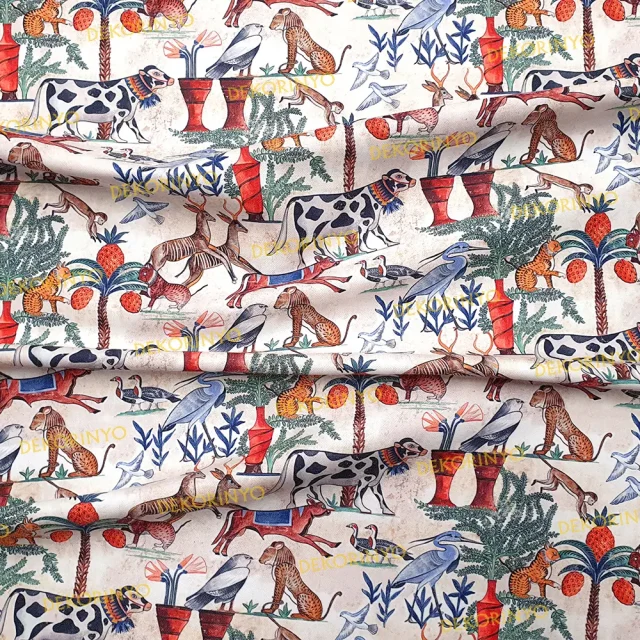 Antik Nil Nehri Yaşamı Temalı Kumaş