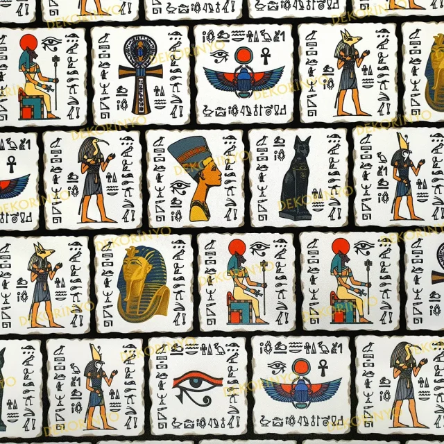 Mısır Tanrıları ve Sembolleri Temalı Kumaş