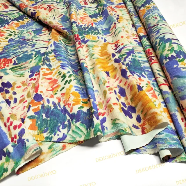 Yağlı Boya Damlaları Motifli Kumaş