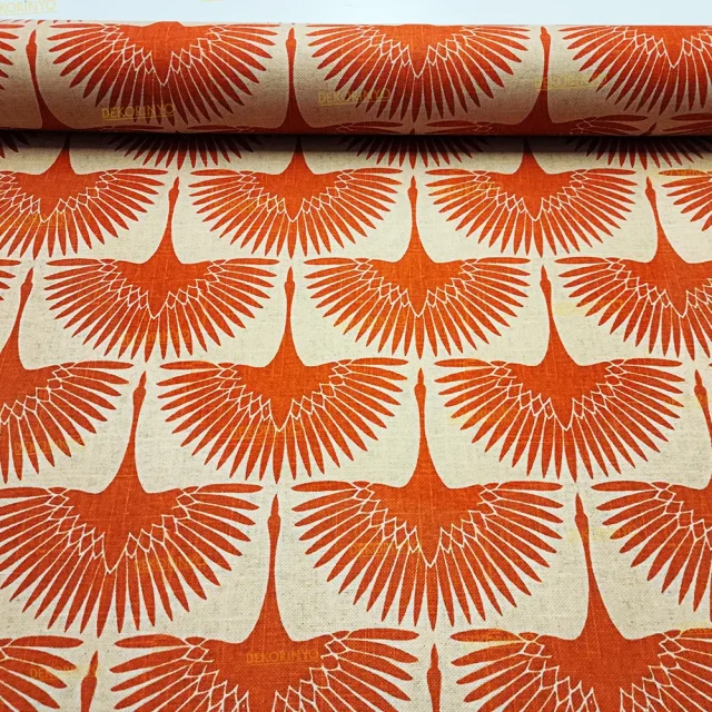 Uçan Japon Kuğuları Motifli Kumaş