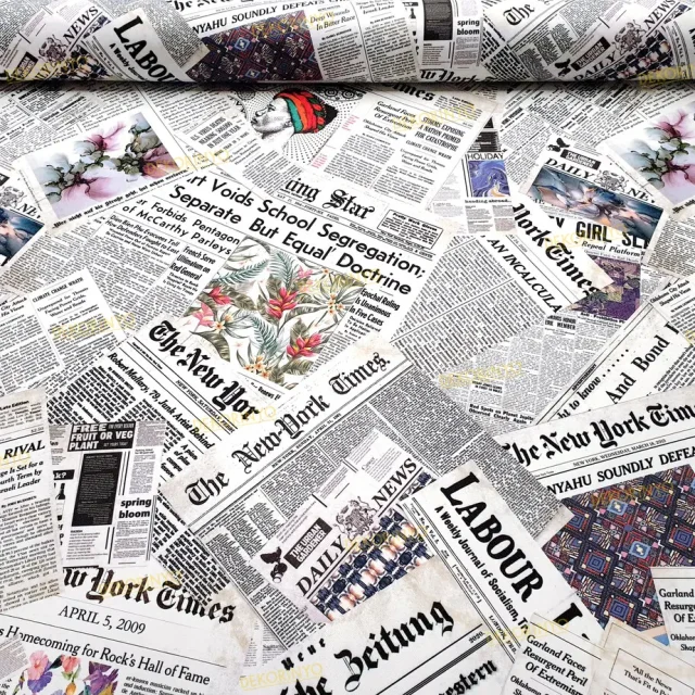 Gazete Sayfaları Desenli Kumaş