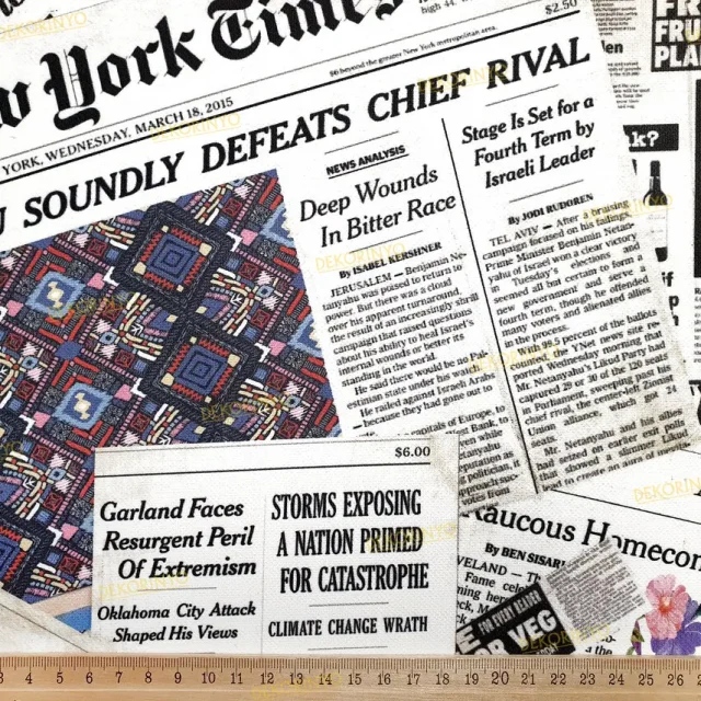 Gazete Sayfaları Desenli Kumaş