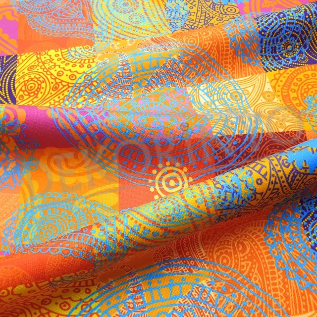 Kareli Şal ve Mandala Motifli Kumaş