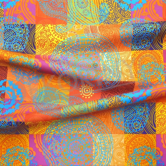 Kareli Şal ve Mandala Motifli Kumaş