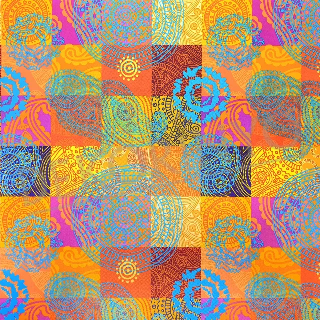 Kareli Şal ve Mandala Motifli Kumaş