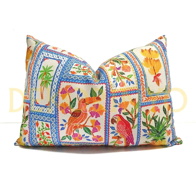 Fas Motifleri ve Tropik Kuşlar Desenli Kırlent