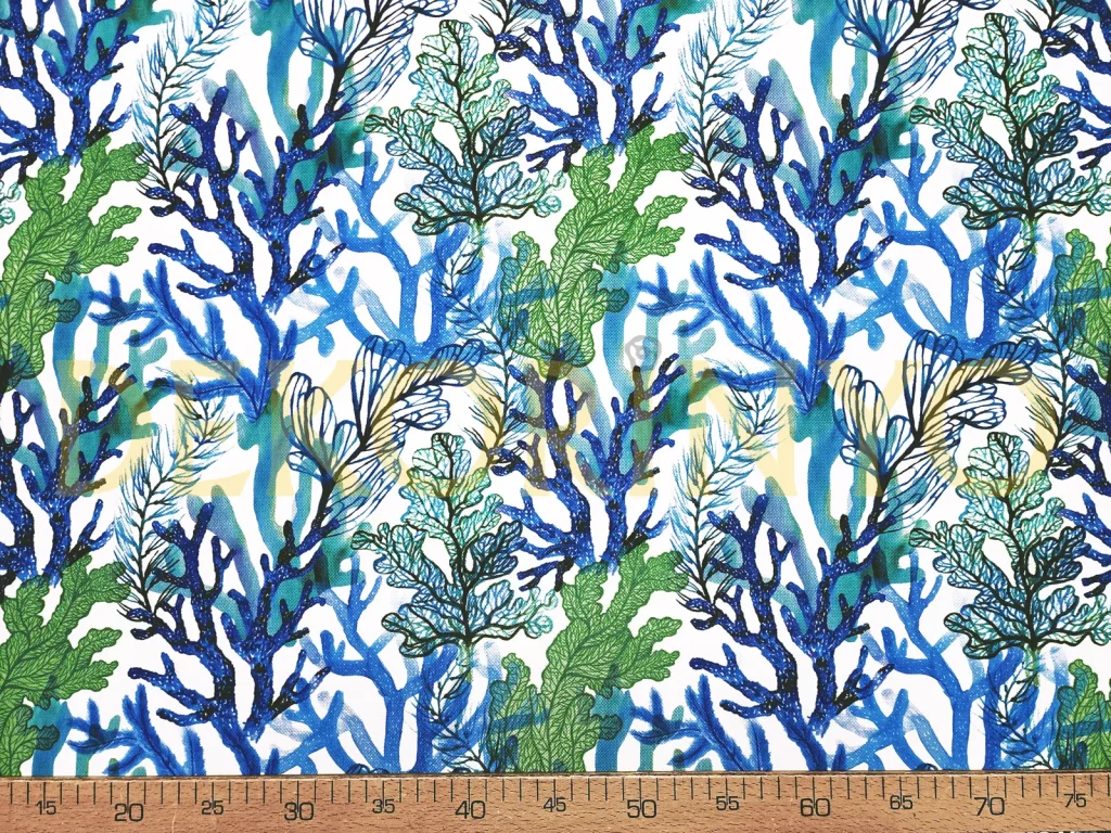 Yosun ve Mercanlar Desenli Kumaş