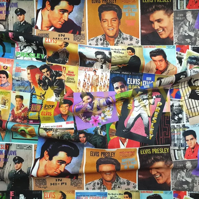 Elvis Presley Albüm Kapakları Desenli Kumaş