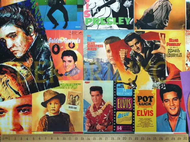 Elvis Presley Albüm Kapakları Desenli Kumaş