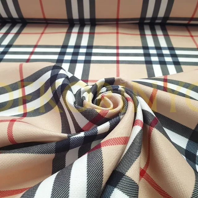 Açık Bej Ekose Desenli Kumaş