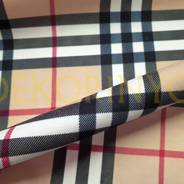 Açık Bej Ekose Desenli Kumaş