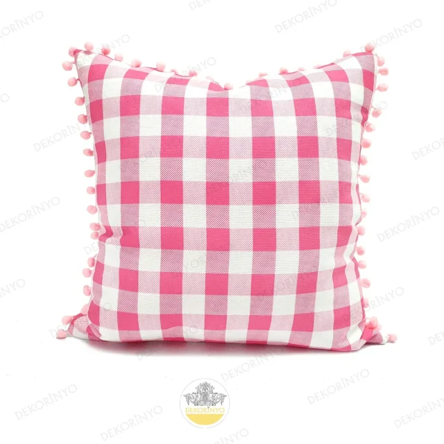 Pembe Pötikare Desenli Kırlent